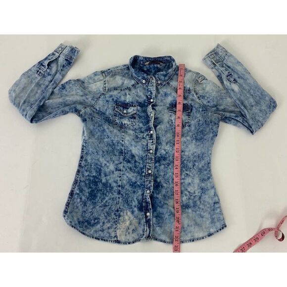 Vintage Highway Jeans Acid Washed Pearl Snap Western Shirt 80s - Size Small - Picture 7 of 10